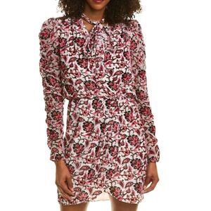 ML Monique Lhuillier Floral Printed Burnout Velvet Mini Dress Size 6